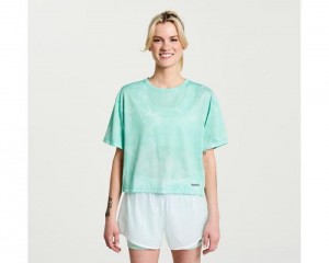 Women's Saucony Elevate Short Sleeve Tops Atmos Tie-Dye Print | S-146013
