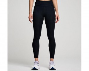 Women's Saucony Fortify 7/8 Tight Bottoms Black | S-145953