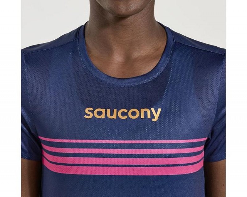 Women's Saucony Elite Short Sleeve Tops Sodalite | S-146044
